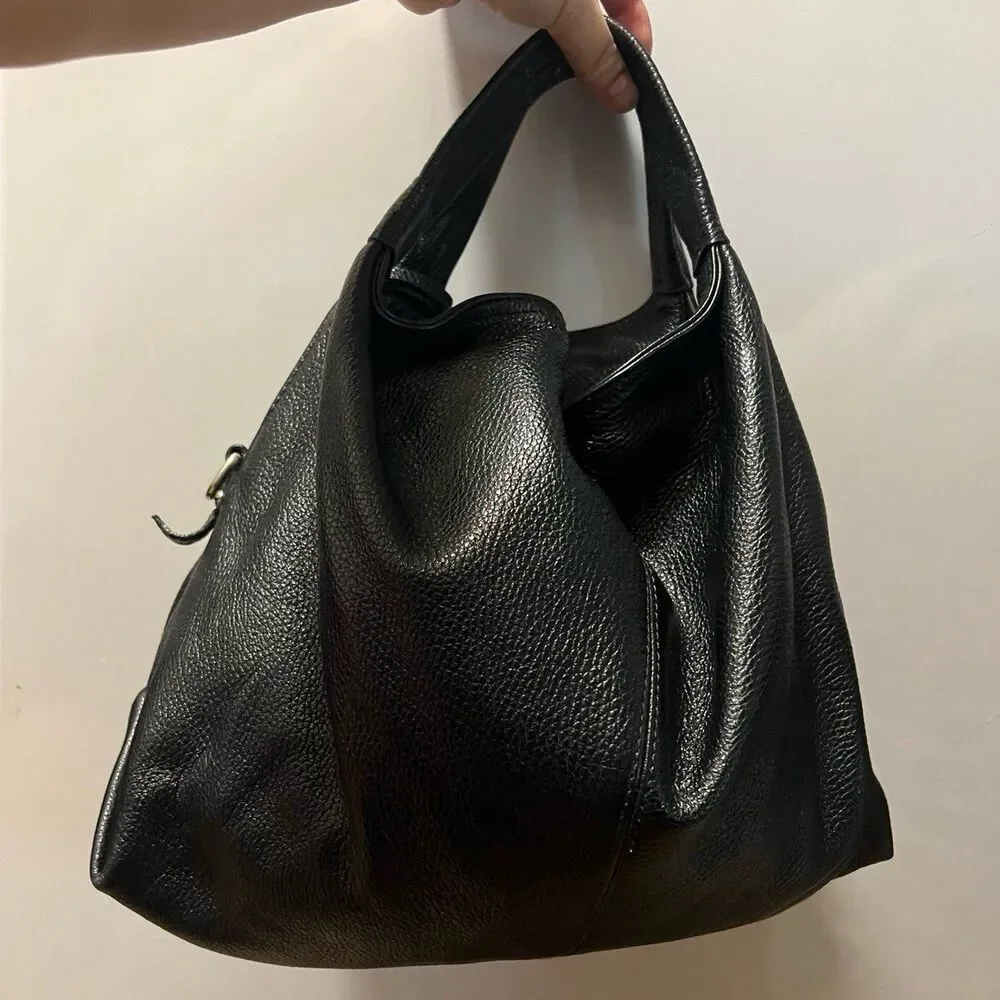 Furla Black Leather Elisabeth Hobo sling bag